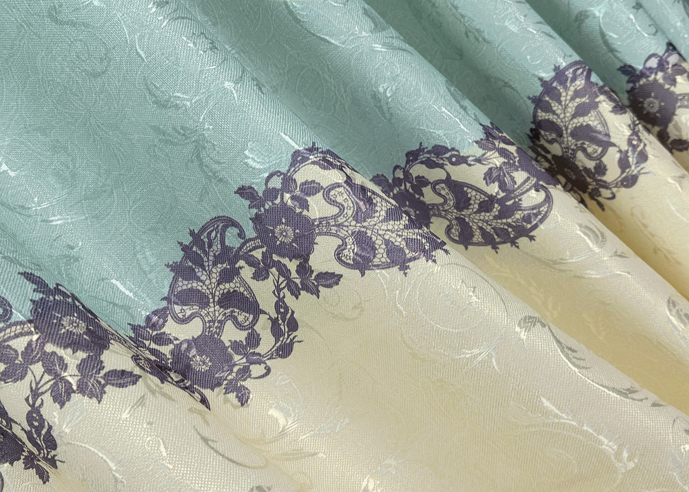 Комплект готових штор VR-Textil Льон № 1022ш Бежевий з бірюзовим 150х270 см 2 шт (30-834) Київ - фото 6