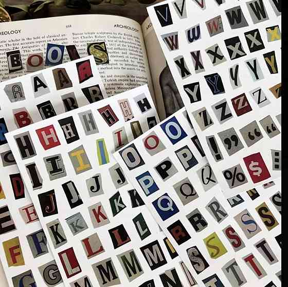 Набір вінтажних наклейок з англійськими літерами для скрапбукінгу та декору Київ