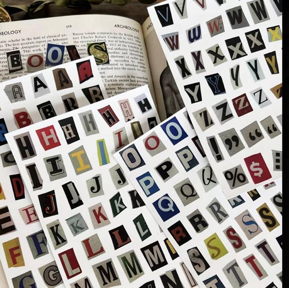 Набір вінтажних наклейок з англійськими літерами для скрапбукінгу та декору Київ - фото 5