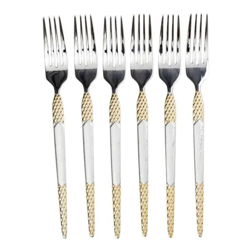 Столовые вилки 6 шт. из нержавеющей стали с золотом Киев - изображение 3