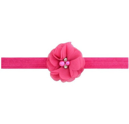 Повязка детская с цветком малиновая - универсальный (на резинке), цветок 5,5см Киев - изображение 1