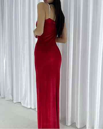 Жіноче елегантне святкове плаття максі з турецького оксамиту Червоний, 42/44 Одеса