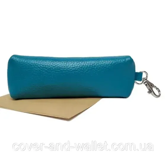 Ключница длинная на молнии из натуральной кожи бирюзового цвета ST Leather Киев