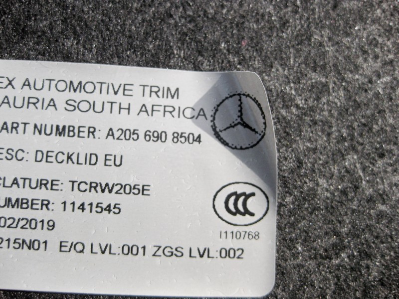 Mercedes-Benz  A2056908504 9F08 Обшивка кришки багажника чорна C-Class W205 Одесса - изображение 4