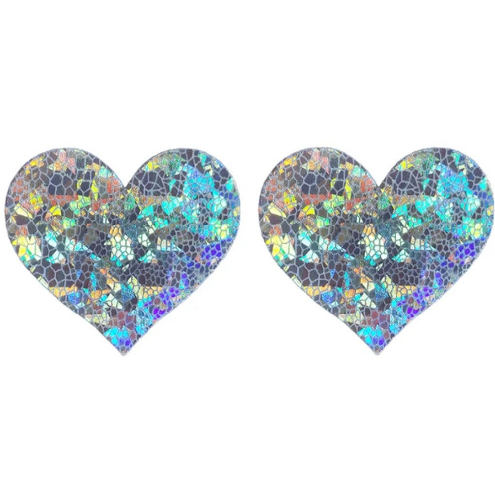 Стікіні на груди Сердечка 8 см сріблястий Київ - фото 1