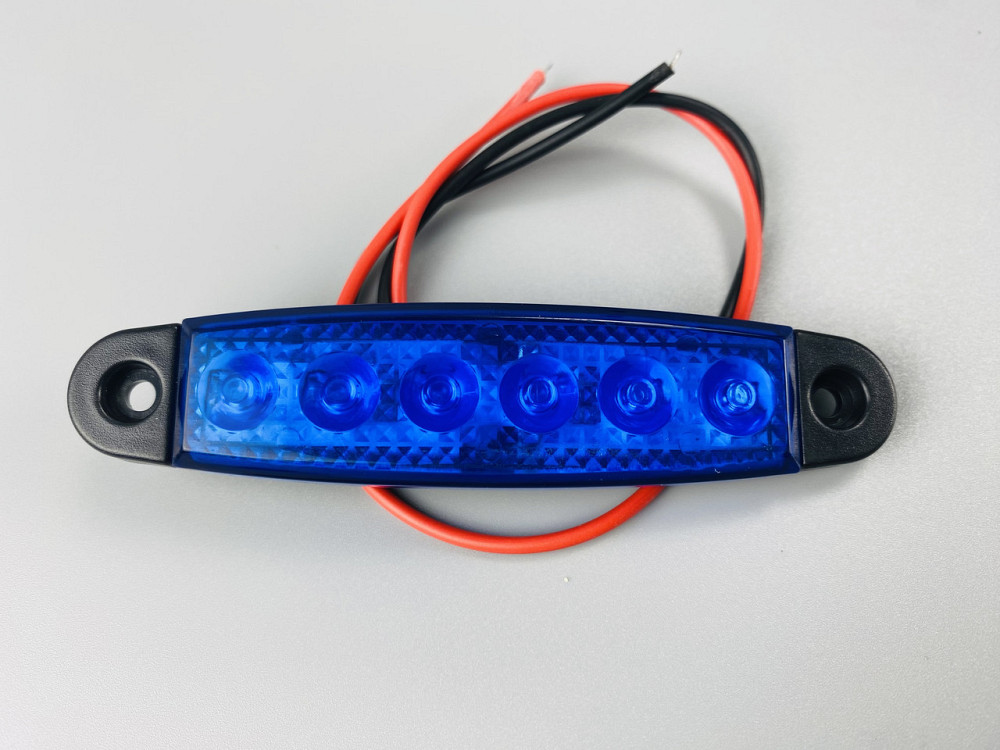 Ліхтар LED габаритний 24V IP67 6 led діодів SMD синій, оптична лінза + кріплення для авто Мукачево - фото 6