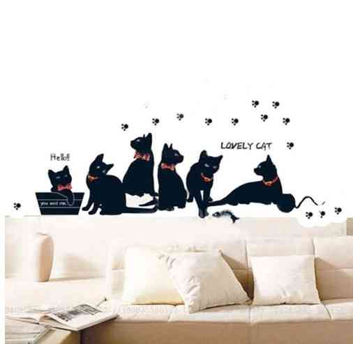 Наклейка на стіну Коти 60 на 30 см чорний Київ