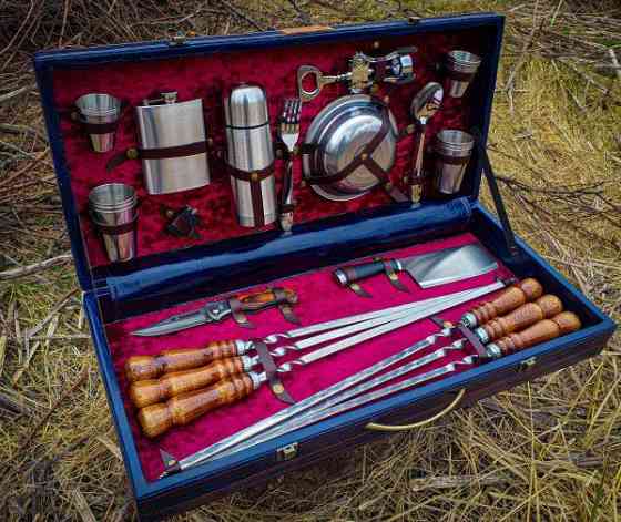 Подарочний набір для шашлика в кожаному кейсі ідеальний подарунок мужу VIP 4 Тернопіль