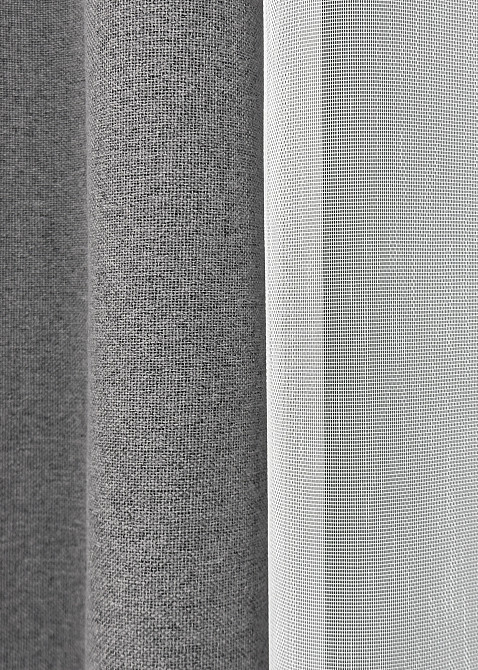 Комплект штор VR-Textil 100% блекаут ASHEN NIGHT 150х270 2шт і Тюль 400х270 1851ш-1153т сірий з білим 71-092/3 Київ - фото 6