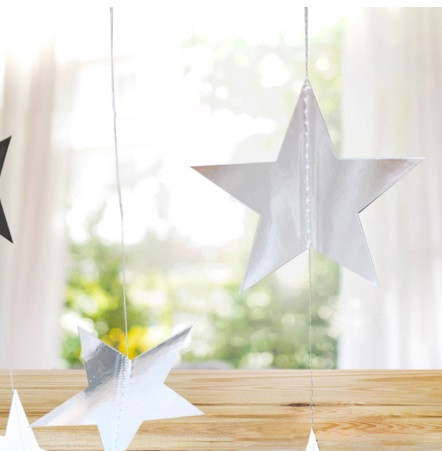 Гірлянда з зірочками на нитці 4 м на 7 см сріблястий Київ - фото 8