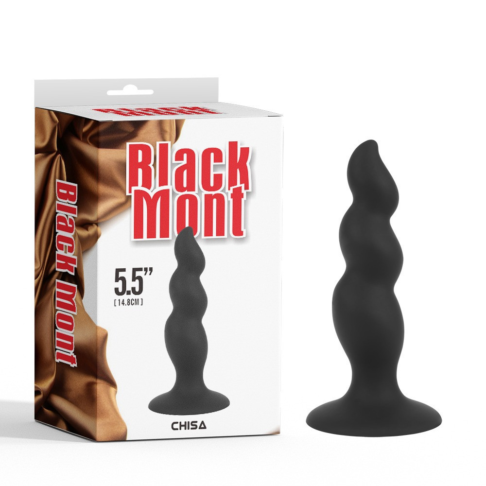 Анальная пробка с волнистой поверхностью Chisa Black Mont черная, 4.8 см Sex Aura Киев - изображение 1