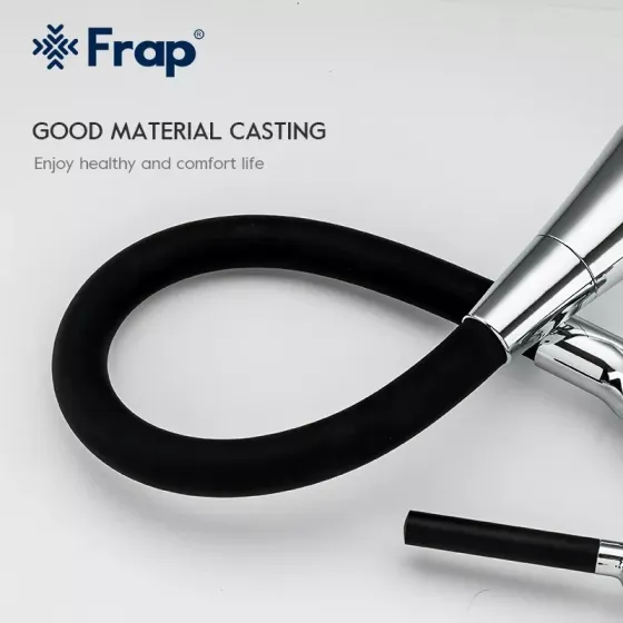 Смеситель для кухни Frap F4044 с гибким изливом, 2 режима, черный/хром Киев