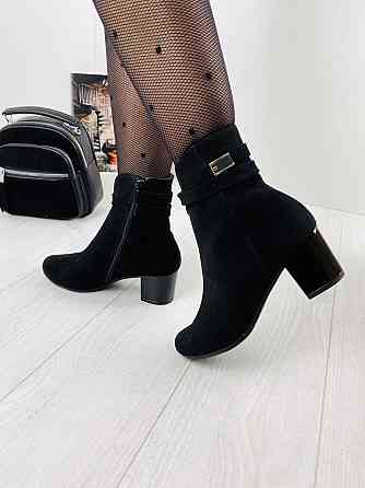 Черевики жіночі ARLETT чорні замша натуральна висота каблука 6см розмір 36р. 37р. (1216) Коломия