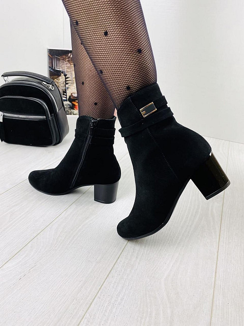 Черевики жіночі ARLETT чорні замша натуральна висота каблука 6см розмір 36р. 37р. (1216) Коломия - фото 5