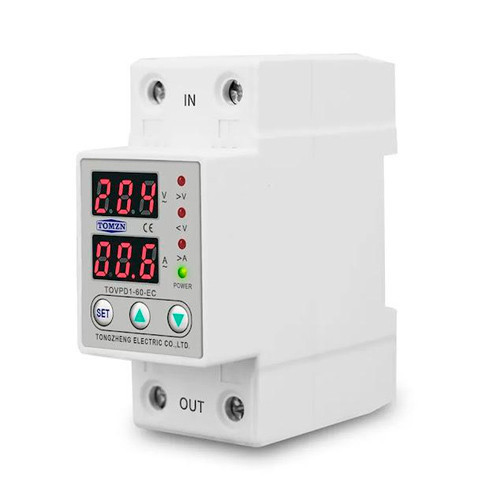 Реле защиты напряжения и тока 220В 63А, TOMZN TOVPD1-60-EC с дисплеем, монтаж 2DIN Киев - изображение 3
