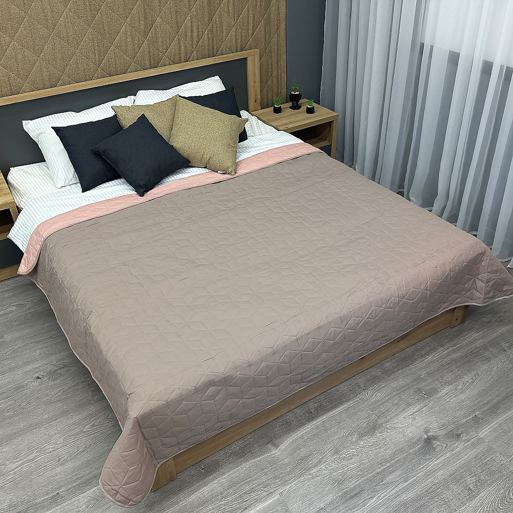 Покрывало двустороннее Decorator Microfiber куб 180х215 см какао с розовым (85-085) Киев - изображение 1