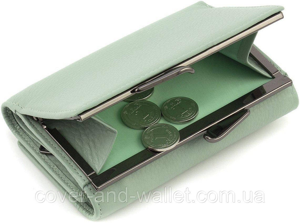 Маленький женский кошелек из натуральной кожи бирюзового цвета на магнитах Marco Coverna W003 Киев - изображение 3