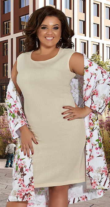 Свободный льняной жакет и платье большого размера Киев - изображение 5