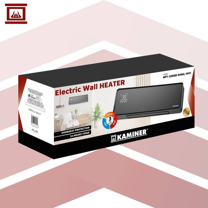 Електричний настінний обігрівач з WiFi і пультом управління Kaminer (26399) Нововолинськ - фото 8