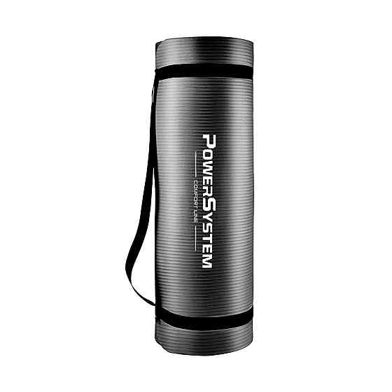 Килимок для йоги та фітнесу Power System PS-4017 NBR Fitness Yoga Mat Plus Black (180х61х1) Луцьк