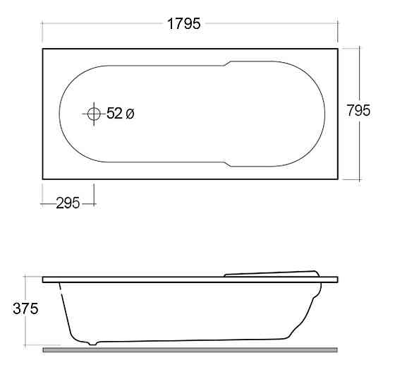 Прямокутна акрилова ванна RAK Ceramics Galila (1795x795x375 мм) Біла Вінниця
