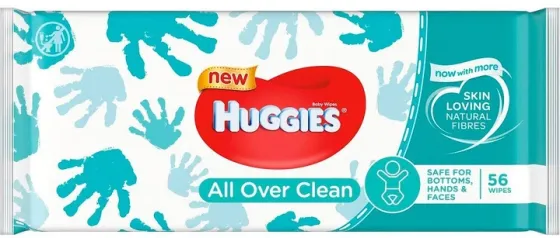 Детские влажные салфетки Huggies OverClean 56 шт Киев