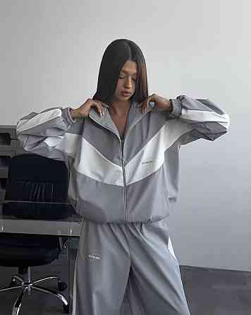 Жіночий стильний костюм оверсайз — двійка плащівка Еммі + підкладка спорт Сірий, 46/48 Одеса