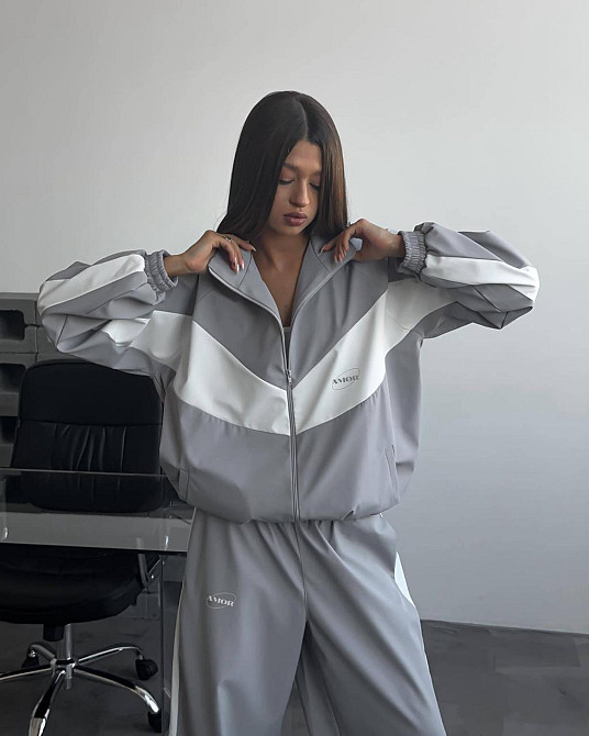 Жіночий стильний костюм оверсайз — двійка плащівка Еммі + підкладка спорт Сірий, 46/48 Одеса - фото 2