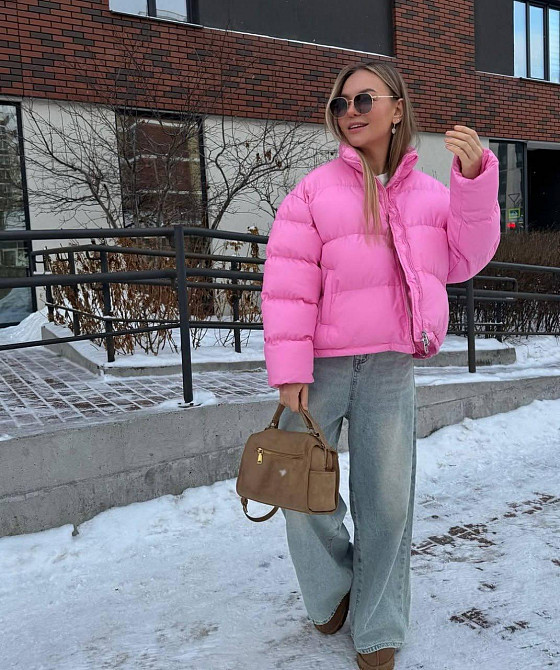 Женская куртка на молнии оверсайз кроя плащевка эмми Розовый, 44/46 Одесса - изображение 1