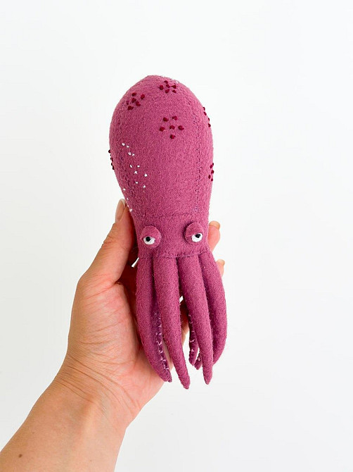 Мягкая фетровая игрушка кальмар ручной работы – безопасная развивающая игрушка Киев - изображение 1