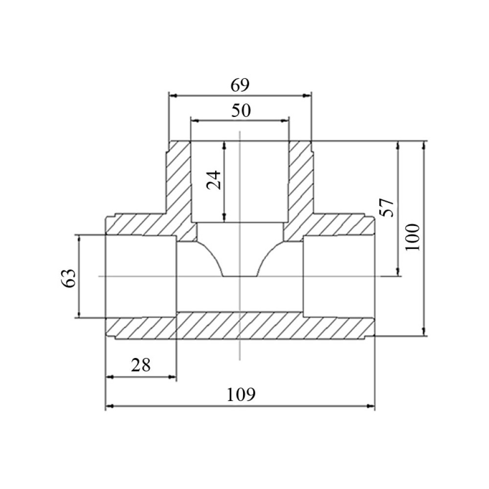 Трійник PPR Blue Ocean 63х50х63 редукційний Київ - фото 2