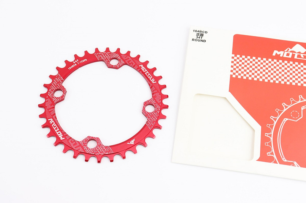 Зірка передня MTB Narrow Wide 34Т (BCD:104мм), алюмінієва, червона Київ - фото 1