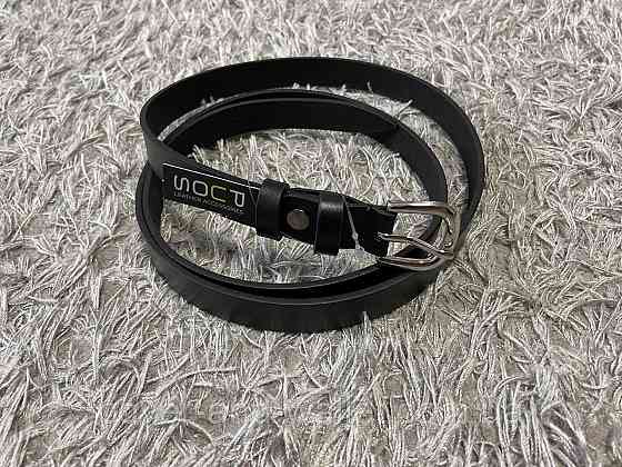 Тонкий кожаный женский ремень черного цвета 15 мм Puos Киев