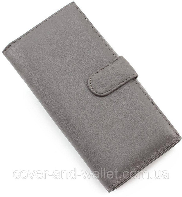 Большой женский кошелёк  с отделом для визиток из натуральной кожи серого цвета Marco Coverna Киев - изображение 1