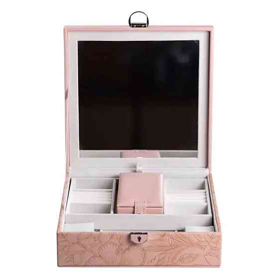 Yiwu Скринька для прикрас з еко шкіри 2 яруси із замком органайзер для ювелірних виробів HP-5-2 Коломыя