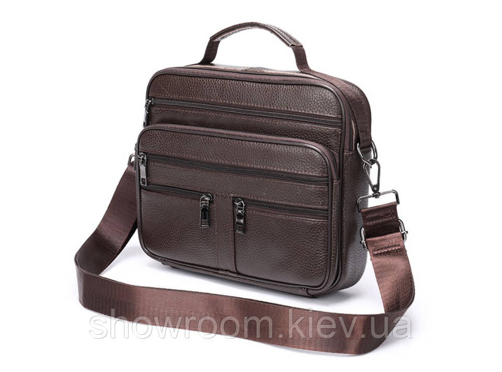 Чоловіча горизонтальна сумка Leather Collection (9916) коричнева Київ - фото 3