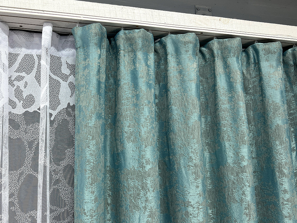 Комплект штор VR-Textil Жаккард Мрамор 150х270 2шт и Тюль 400х270 1292ш-1529т Бирюзовый с белым 71-185/3 Киев - изображение 8