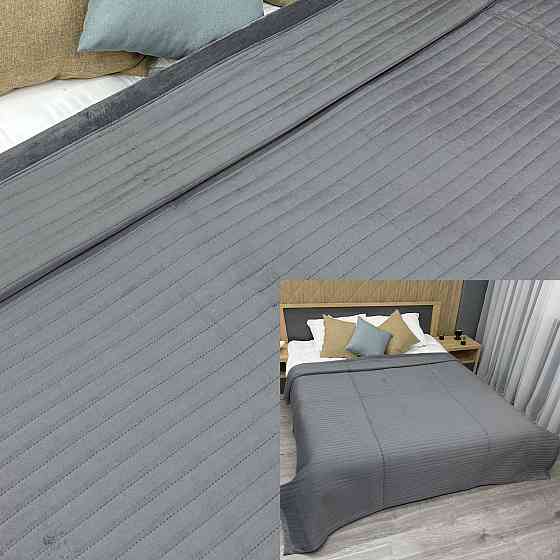 Покрывало велюровое King Size 220х240 см цвет серый (85-208) Киев