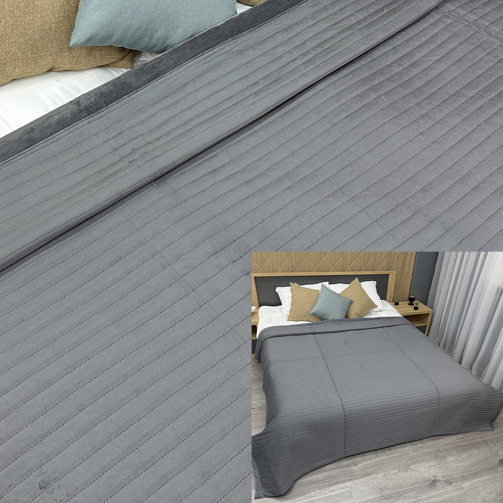 Покрывало велюровое King Size 220х240 см цвет серый (85-208) Киев - изображение 1
