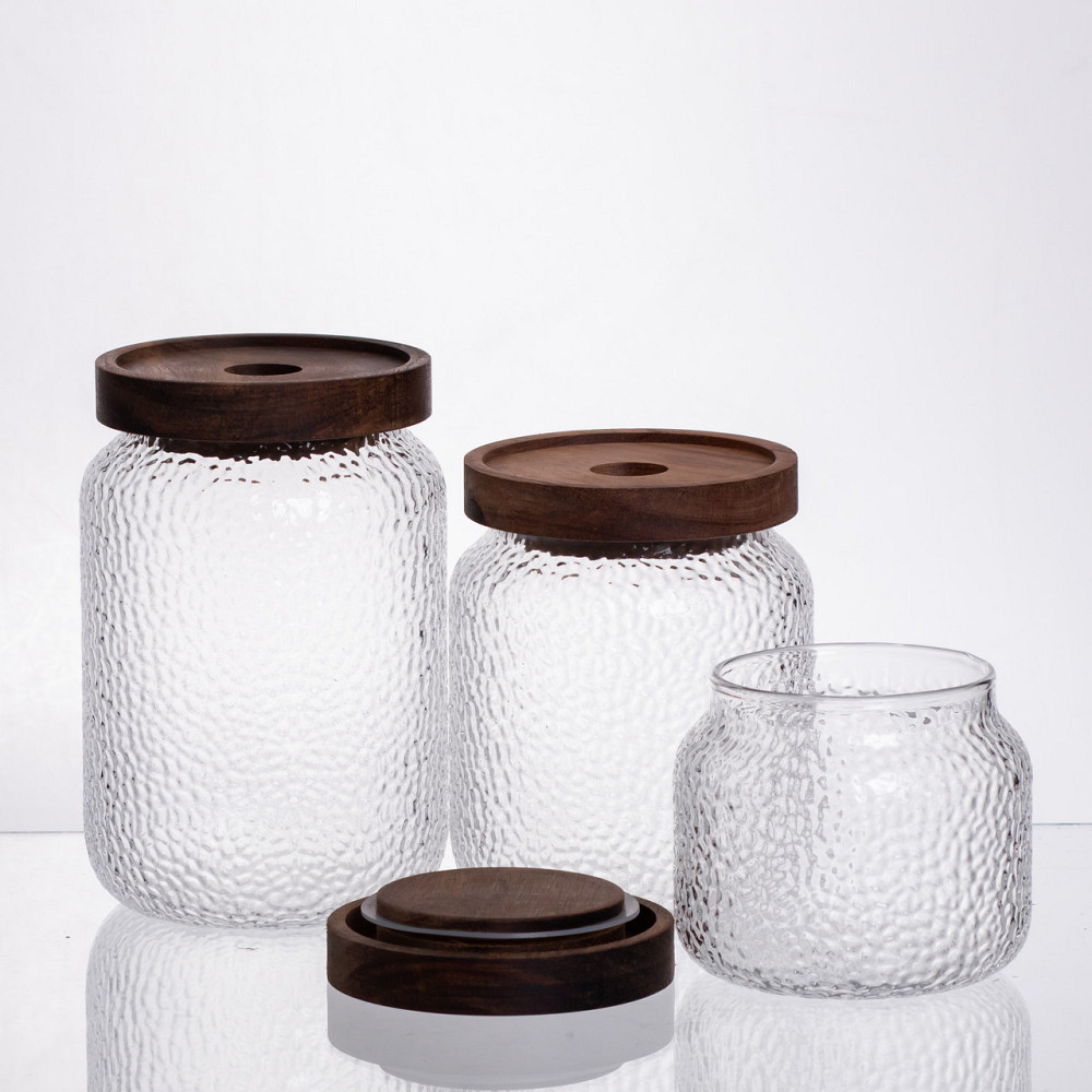 Набір банок для сипучих продуктів з бамбуковими кришками 400/600/800 мл 64486-11 Коломия - фото 2