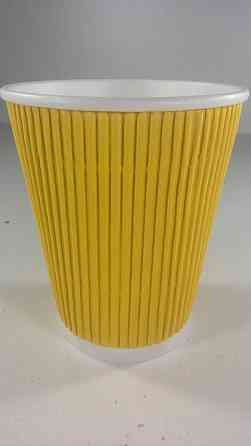 Склянка гофрована 400 мл (12oz) Жовтий (15 шт.) Харків