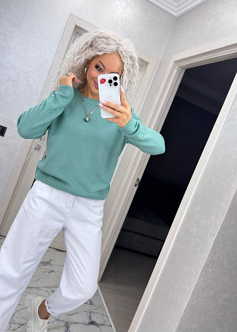 Джемпер кофта в'язаний теплий жіночий базовий Смарагд Київ - фото 3