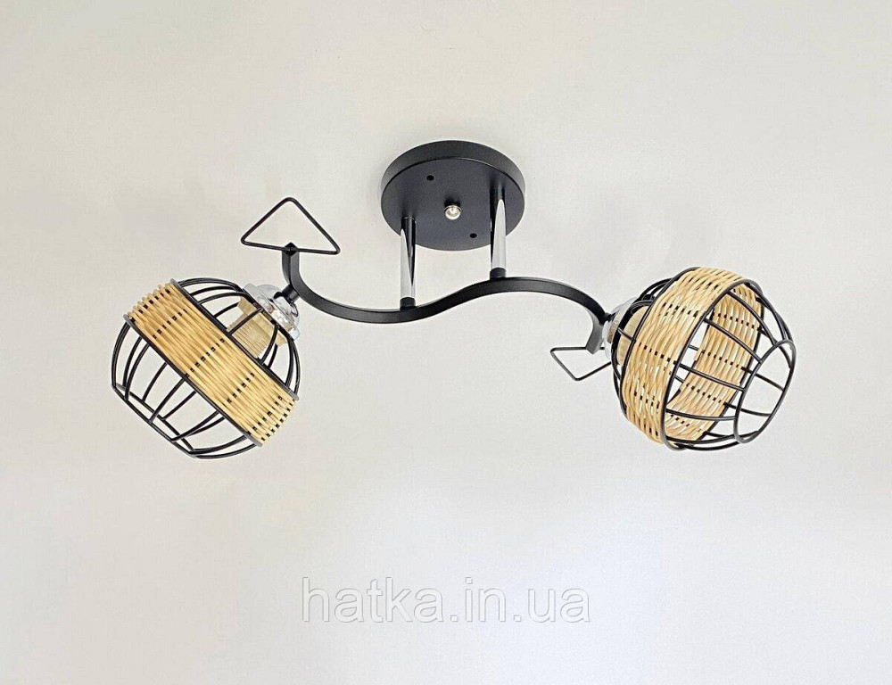 Стельова люстра на 2 плафони 91179A/2 чорний+хром Київ - фото 1