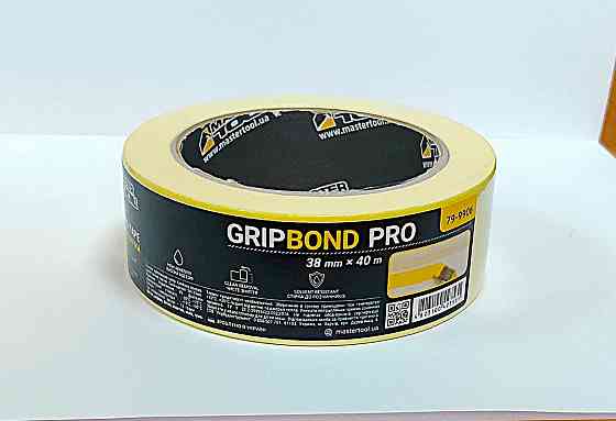 MASTERTOOL Стрічка малярна універсальна MASTERTOOL GripBond Pro 38 мм×40 м жовта 79-9906 Коломия