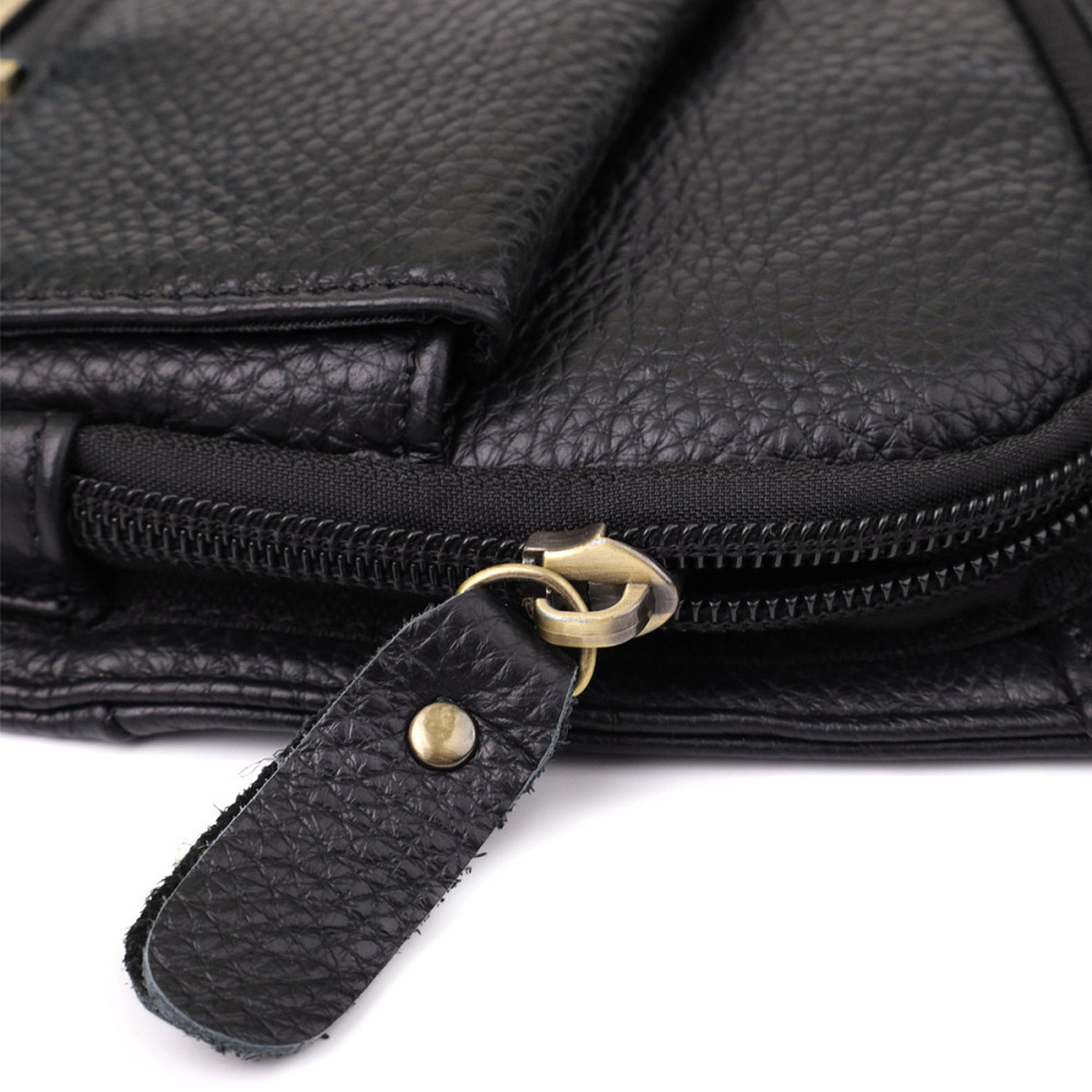 Мужская сумка через плечо из зернистой натуральной кожи Vintage 22964 Черный Киев - изображение 7