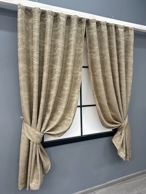 Комплект коротких штор VR-Textil Жакард Viva Marmo № 1787ш Бежевий 130х170 см 2 шт (35-0374) Київ - фото 2