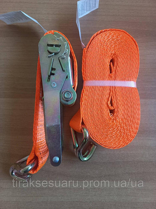 Стяжные ремень с малой трещеткой 10м / 5тонн (РУЧКА 230ММ) Ремень стяжной с малой ручкой 10м 5тонн (РУЧКА 230ММ) Луцк - изображение 1