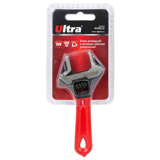 Ключ разводной с тонкими губами укороченный 120мм, 0-24мм CrV ULTRA (4100212) Ровно