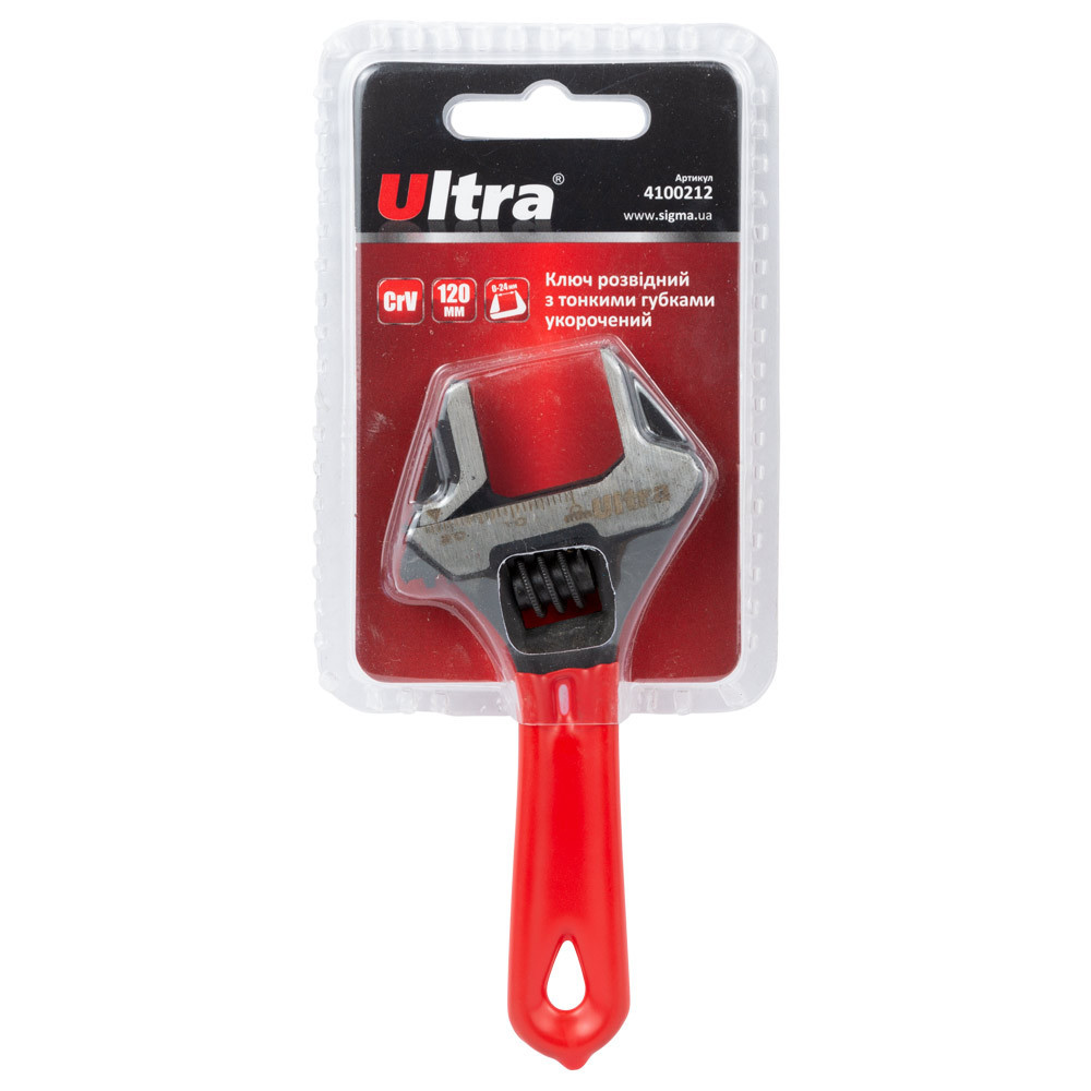 Ключ разводной с тонкими губами укороченный 120мм, 0-24мм CrV ULTRA (4100212) Ровно - изображение 5