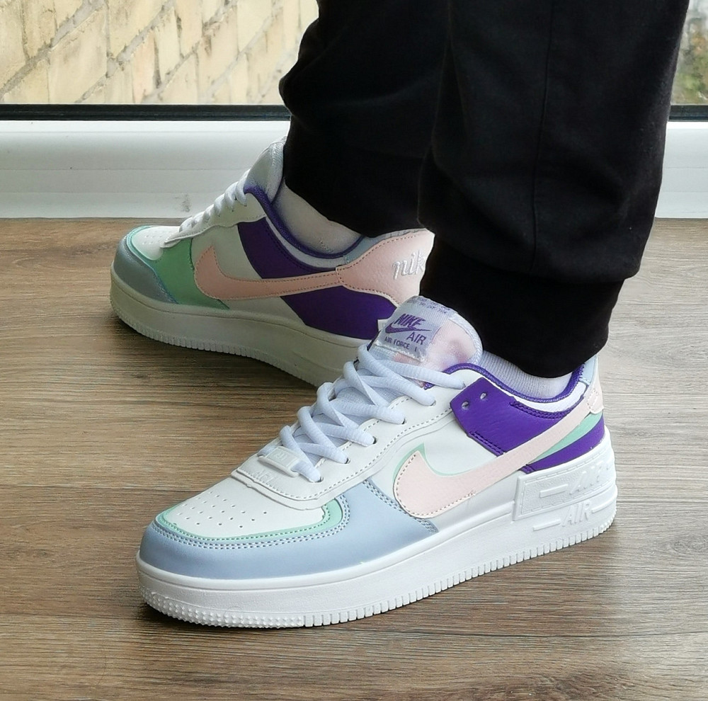 Кросівки Nike Force Білі Найк Шкіряні Форси Shadow Різнобарвні (розміри: 36,37,38,39,40,41) - 22 Дніпро - фото 8